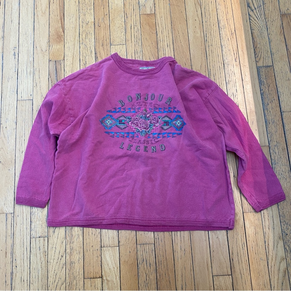 Women's Magenta 100%Cotton Crewneck